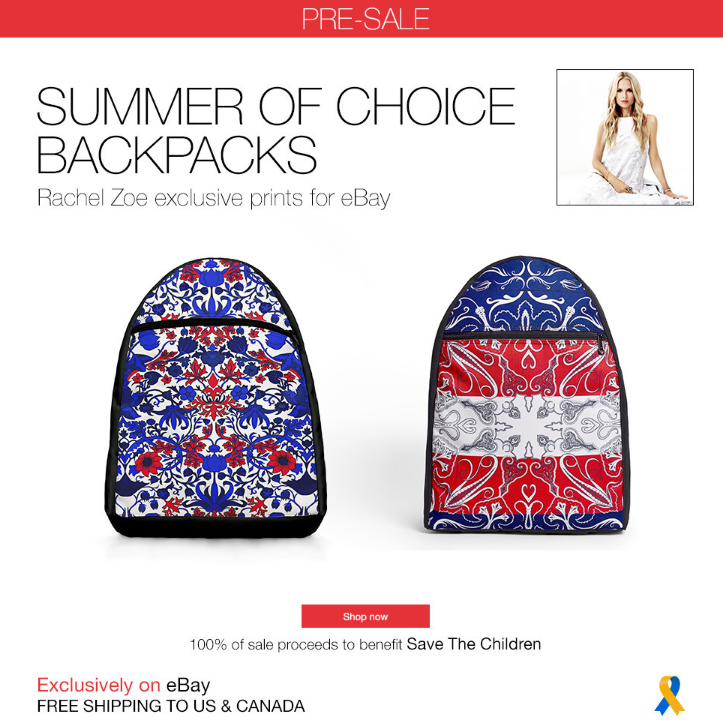 Limited Edition Rachel Zoe backpacks available today on eBay